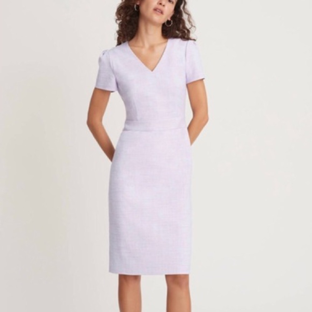 NWOT Ann Taylor Crosshatch Puff Sleeve Sheath Pencil Dress (work/professional)
